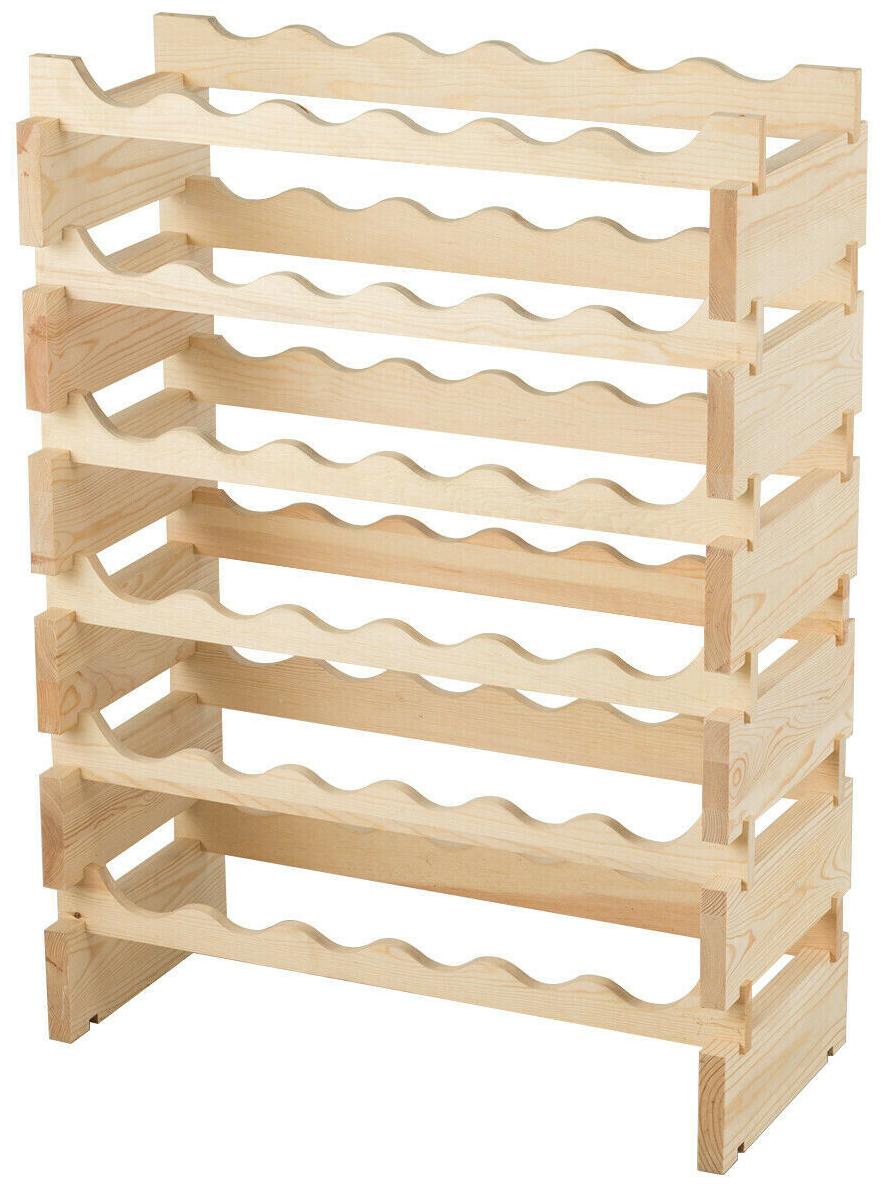 

36 Bottles Stackable Wooden Wobble-Free Modular Wine Rack