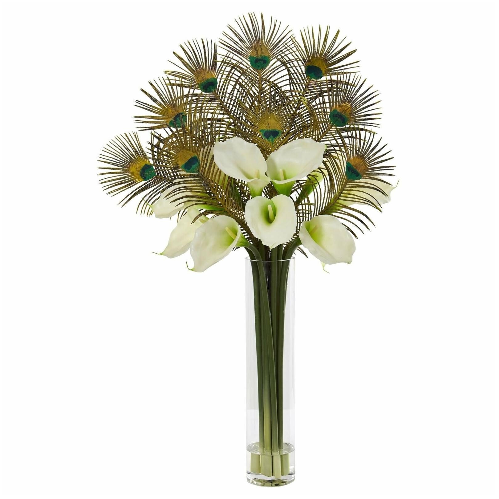 

36 Peacock and Calla Lily Artificial Arrangement in