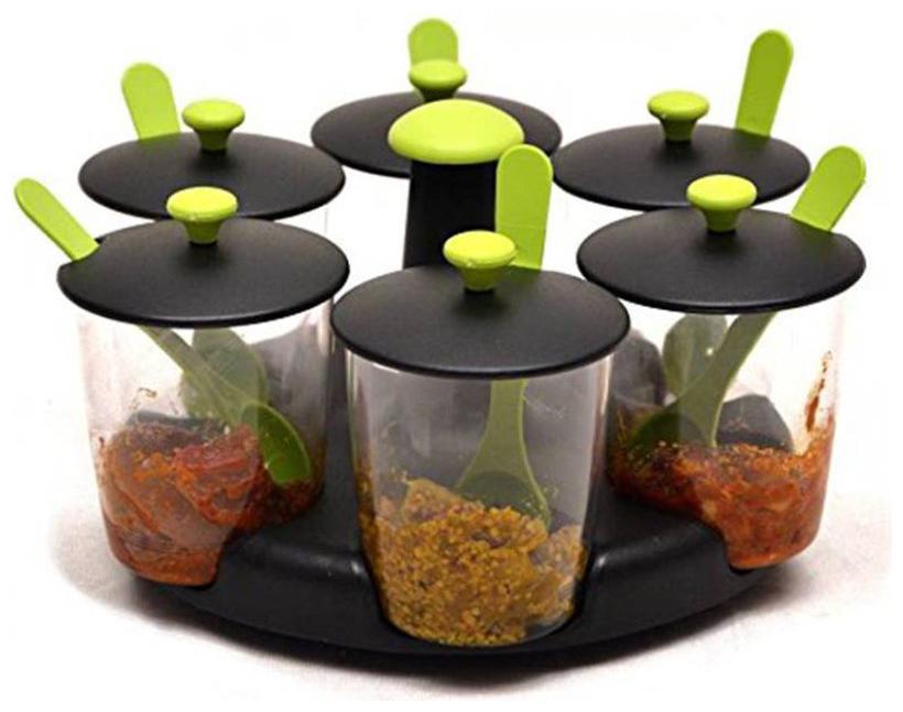 

SKYHEART-360 deg Revolving 6 Jar Multipurpose Stand 300 ml Orange and Black