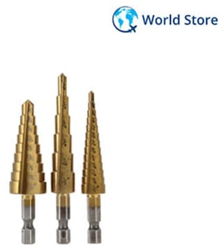 3Pcs Steel Large Step Cone Mini Drill Titanium Metal Bit Cut Tools Set