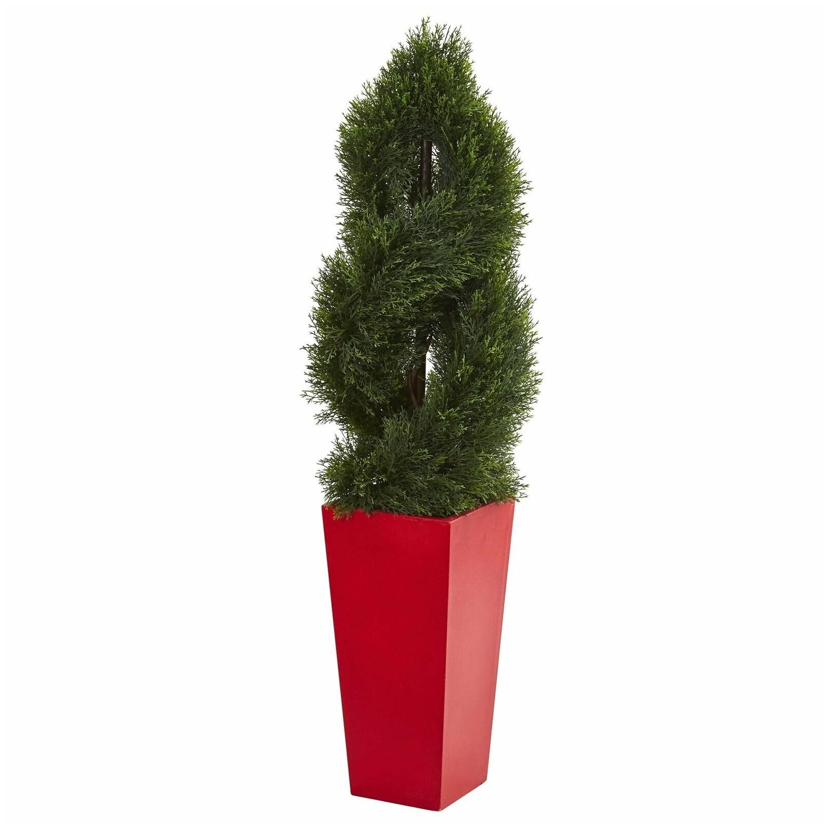 

4 5 Double Pond Cypress Spiral Artificial Tree in Red h4 5 ft w14 in d