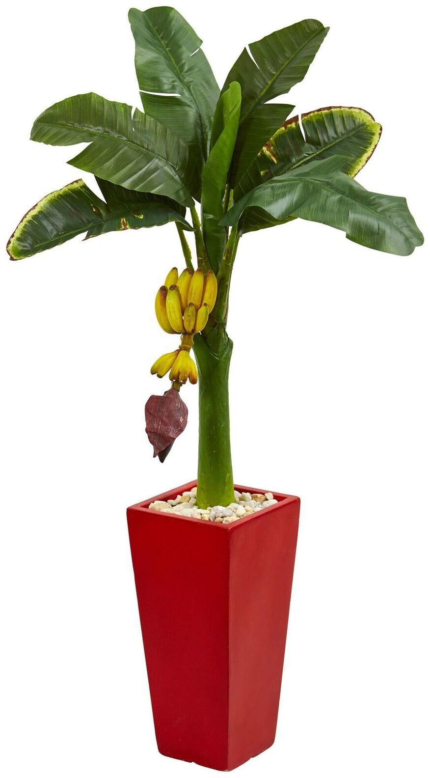 

4 Banana Artificial Tree in Red Tower Planter