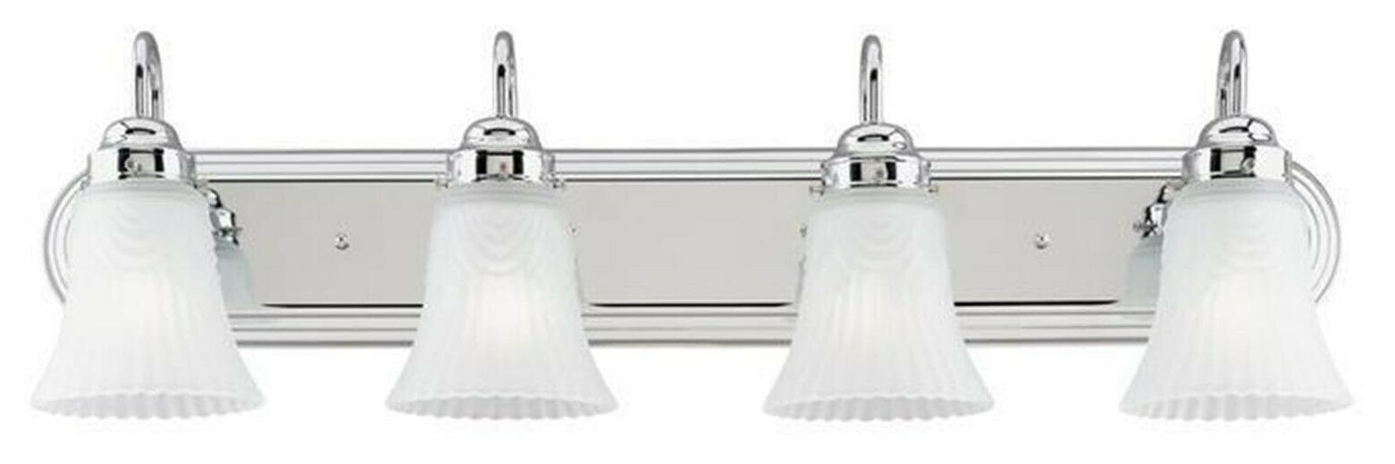 

4 Light Wall Chrome Finish with Frosted Pleated Glass