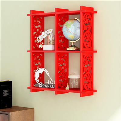 

4 Pocket Carved Wall Shelf