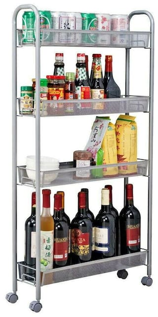 Buy 4 Tier Gap Kitchen Slim Slide Out Storage Tower Rack W Wheels