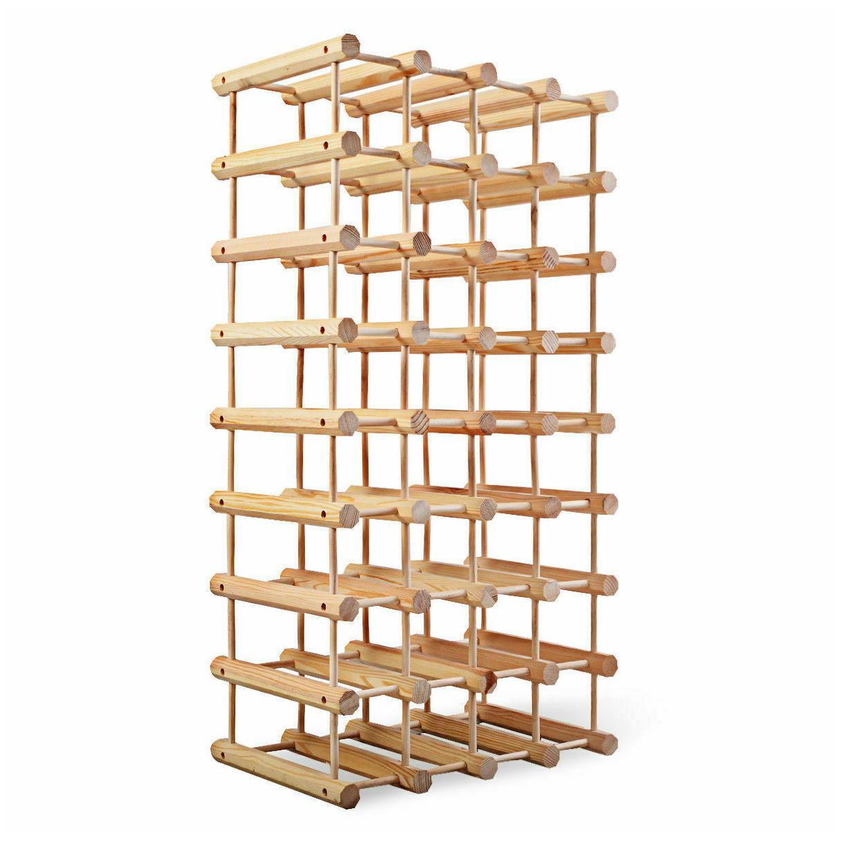 

40 Bottle Wood Wine Rack 5 Tier Storage Shelves Display Kitchen Natural New