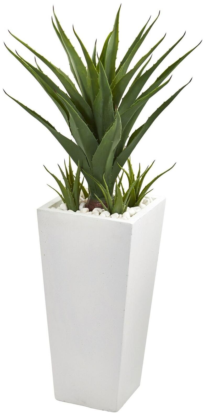 

40 Spiky Agave Artificial Plant in White Planter