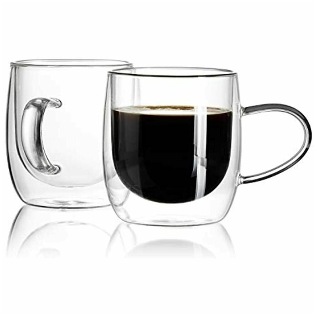 

421 101 Double Wall Glass Coffee Mugs Insulated Latte With Handle For Latte 12