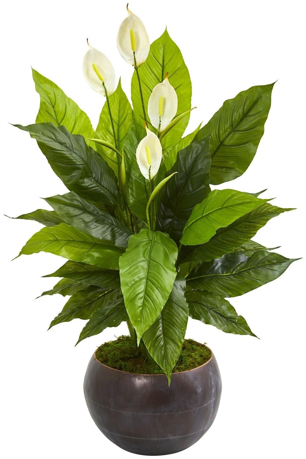 

44 Spathiphyllum Artificial Plant in Metal Bowl (Real