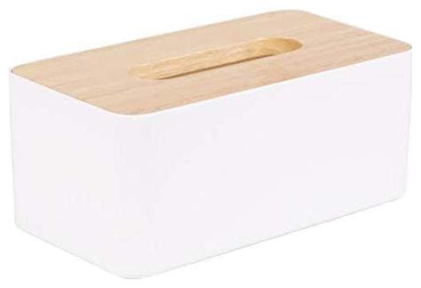 4square 1pc Square Shape Wooden Cover Plastic Tissue Box Holder | Paper Napkin Holder Case | Tissue Holder Dispenser Organizer for Car Decor Home Room Hotel