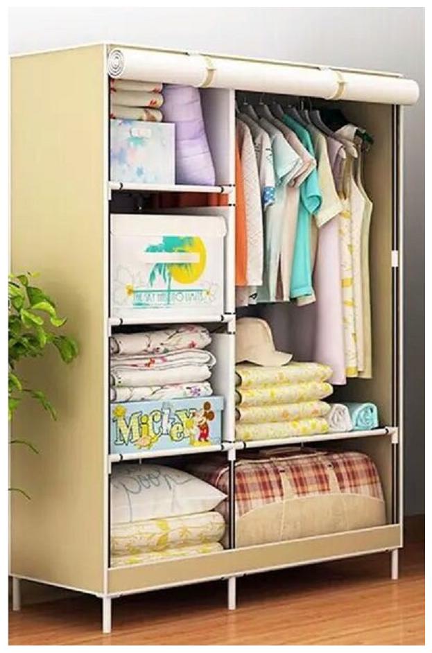

4square Wardrobe Organizer Storage Rack for Kids and Women Clothes Cabinet Bedroom Organizer colour pattern as image by 4s