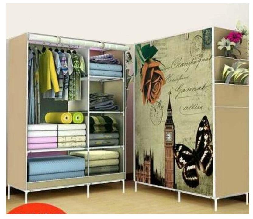 

4square Wardrobe Organizer Rack for Kids and Women Clothes Shelf Storage Cabinet Bedroom color pattern as par image by 4s