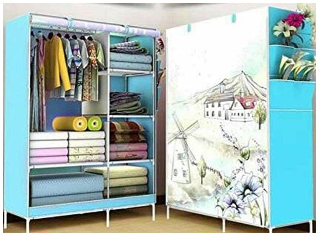 

4square Wardrobe Organizer Storage Rack for Kids and Women Clothes Cabinet Bedroom Organizer colour pattern as image by 4s