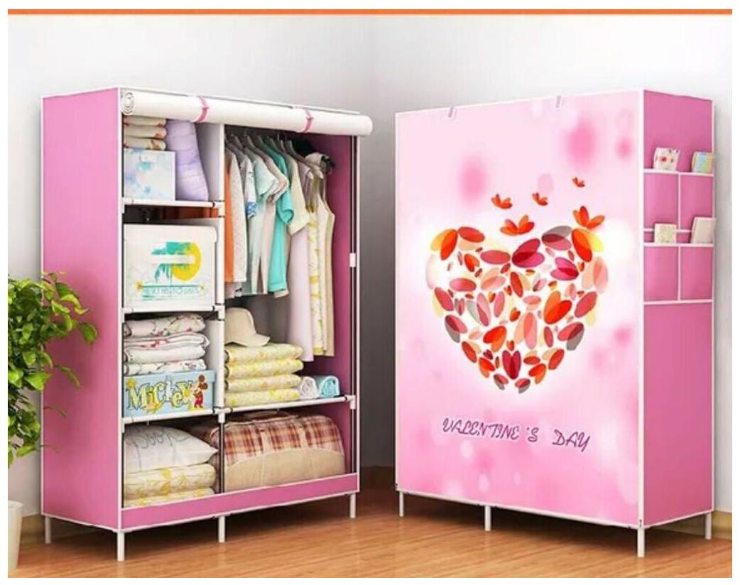

4square Wardrobe Organizer Rack for Kids and Women Clothes Shelf Storage Cabinet Bedroom color pattern as par image by 4s