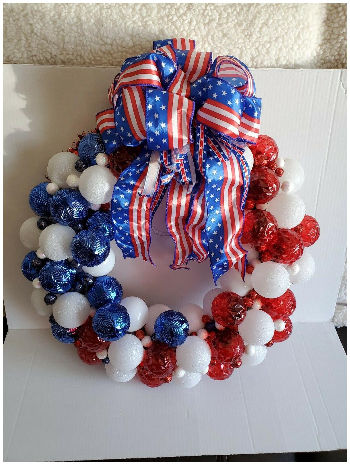 

4th of July bulb wreath and it lights up for the night Celebrate with enjoyment
