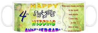 4th Wedding Anniversary Ceramic Coffee Mug by AshvahTM - MUG851