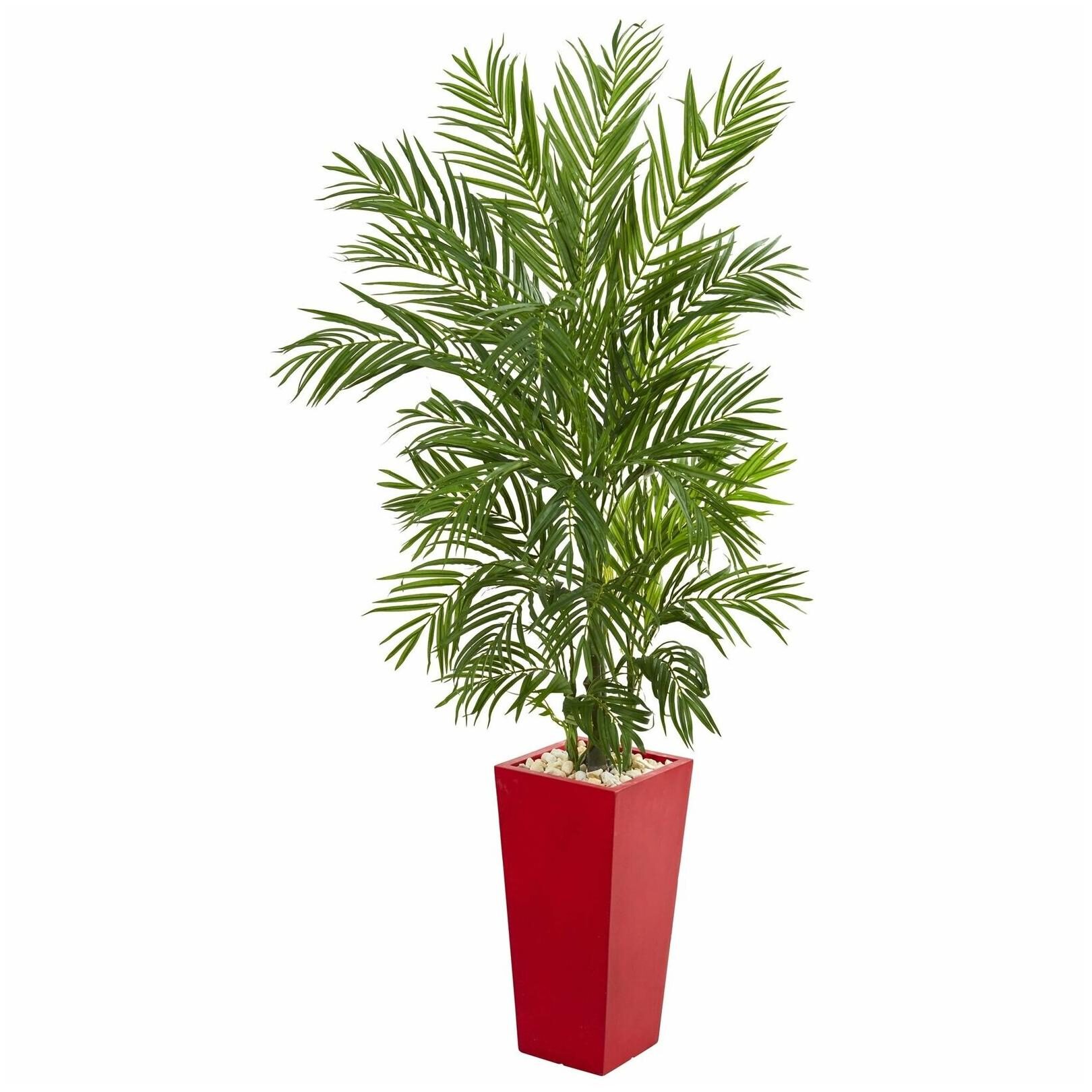

5 5 Areca Palm Artificial Tree in Red Planter - h5 5 ft h5 5 ft w31 in