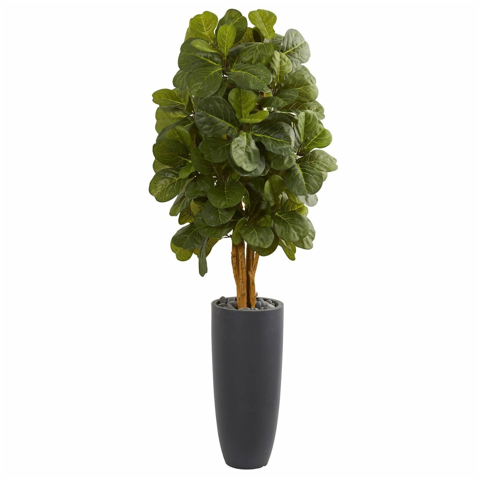 

5 5 Fiddle Leaf Artificial Tree in Gray Cylinder Planter