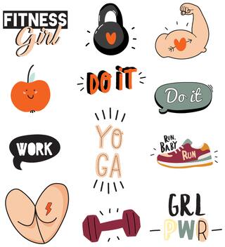 5 Ace Fitness Girl Quotation Wall Sticker Paper Poster Quotation Assorted Paper Set Of 1