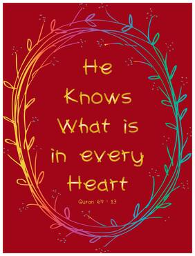 5 Ace He Knows What Is In Every Heart Islamic Wall Sticker Paper Poster Reglious Assorted Paper Set Of 1