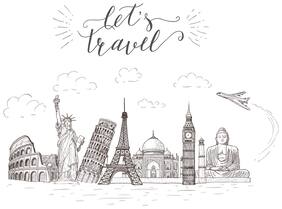 5 Ace Let'S Travel Wall Sticker Paper Poster