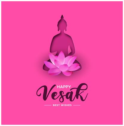 5 Ace Lotus Happy Vesak Day Wall Sticker Paper Poster