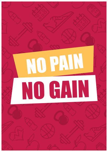 5 Ace New No Pain No Gain Wall Sticker Paper Poster