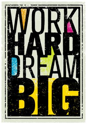 5 Ace Work Hard Dream Wall Sticker Paper Poster