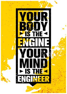 5 Ace Your Body Is The Engine Motivational,Office Quotes Inspirational Paper Poster