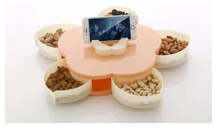 

SKYHEART- Compartments Flower Candy Box Serving Rotating Tray Dry Fruit Candy 1 Piece Spice Set (Plastic)