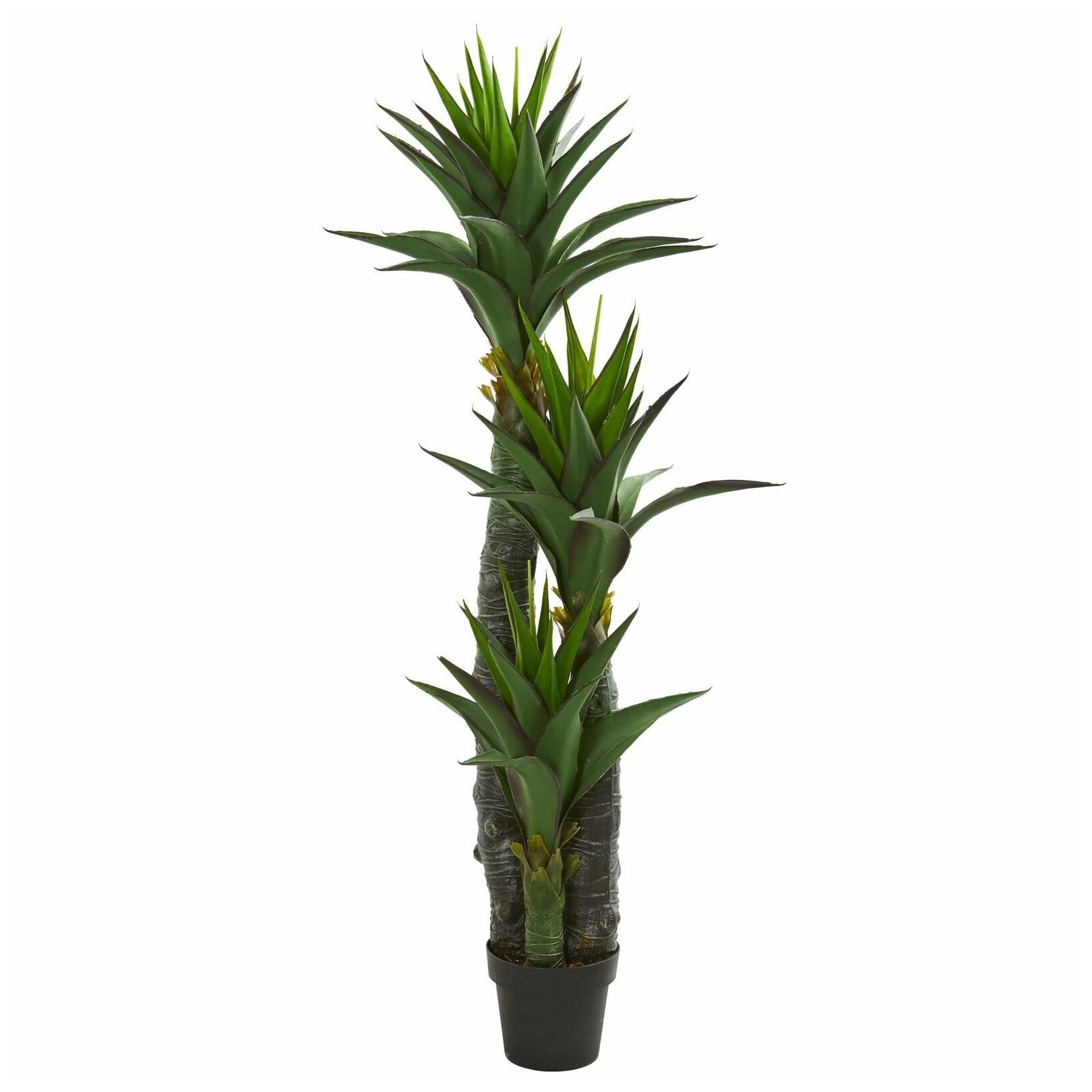 

5 Decorative Yucca Artificial Tree in Black Planter - h5 h5 ft w10 in