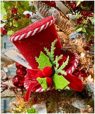 Buy 5 Peppermint Red Top Hat Christmas Ornament Tree Topper