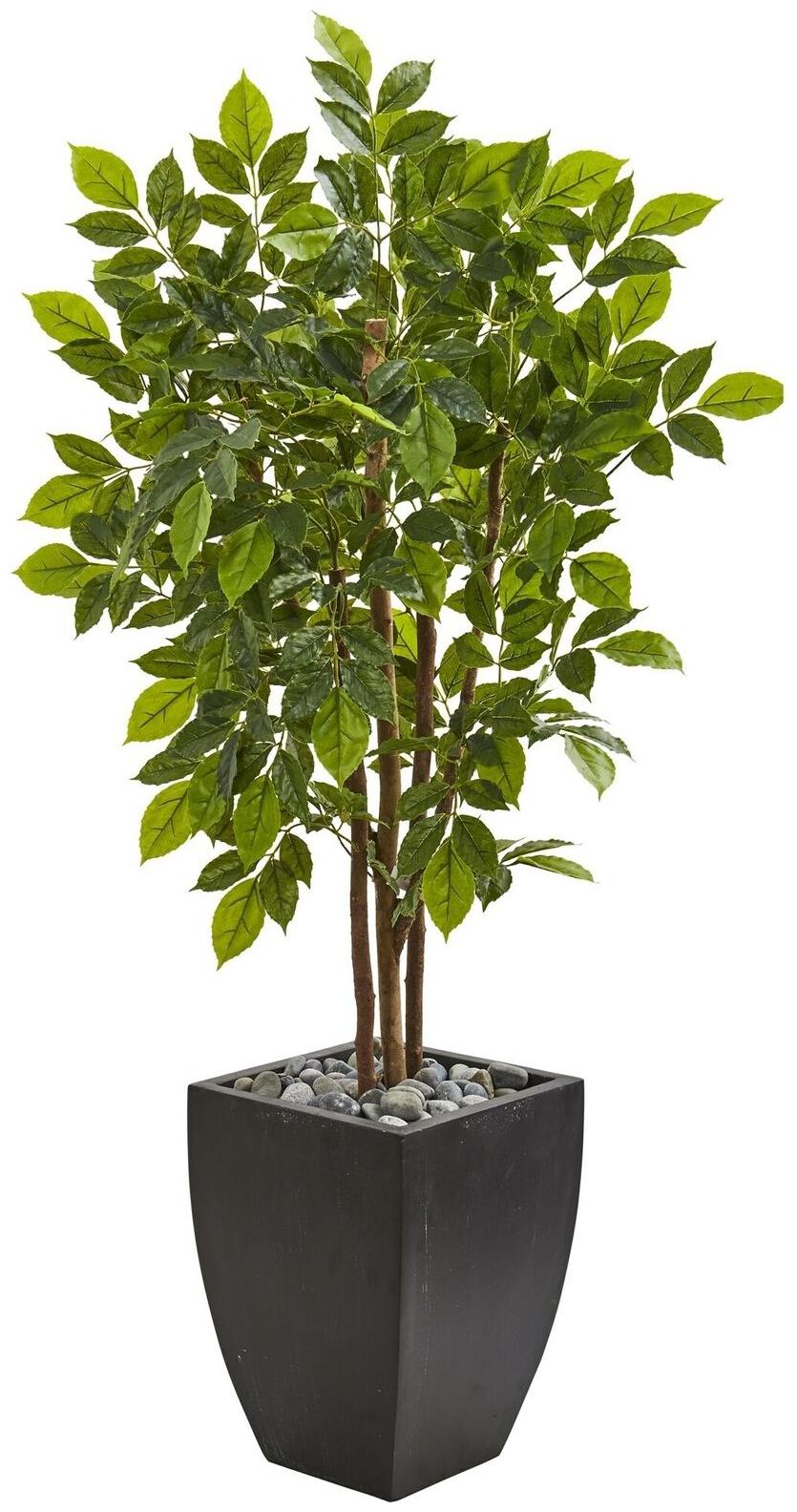 

57 River Birch Artificial Tree in Black Planter