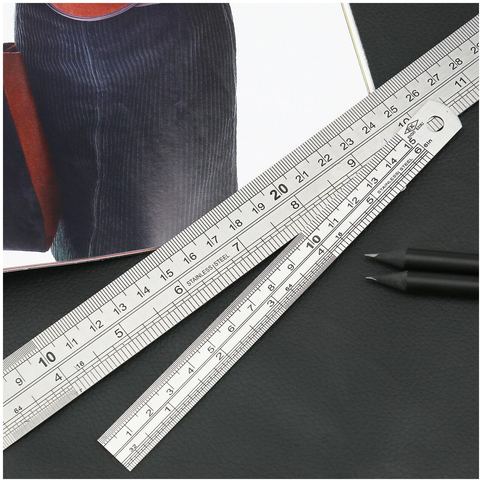 Buy 6" & 12" Steel Ruler Set Rule 15cm 30cm Metric Imperial Scale Metal