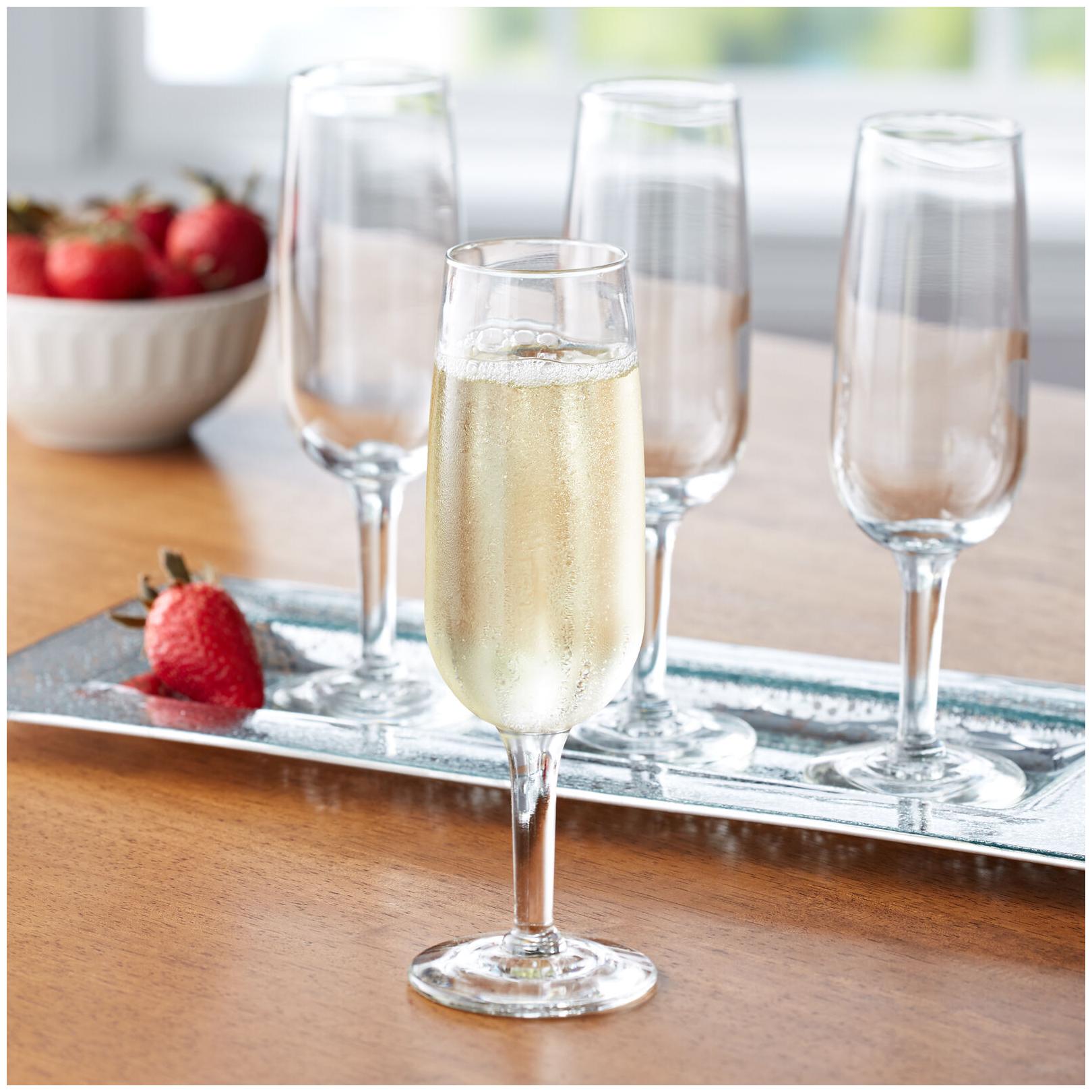 

6 25-Ounce Champagne Flute Glasses Set of 12 Kitchen Home New Elegant