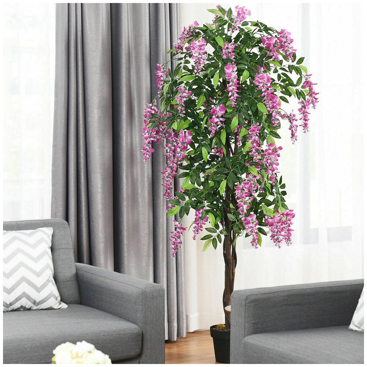 

6-Feet Artificial Wisteria Silk Tree Pink Flower Indoor Outdoor Home Decoration