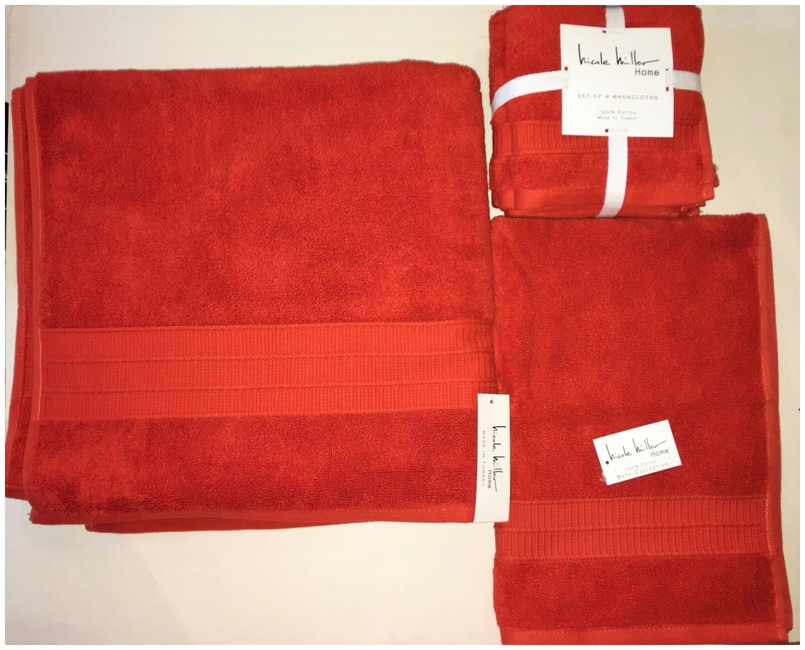 

6 PC SET NICOLE MILLER BURNT ORANGE RUST PUMPKIN 1 BATH 1 HAND TOWEL 4 WASHCLOTH