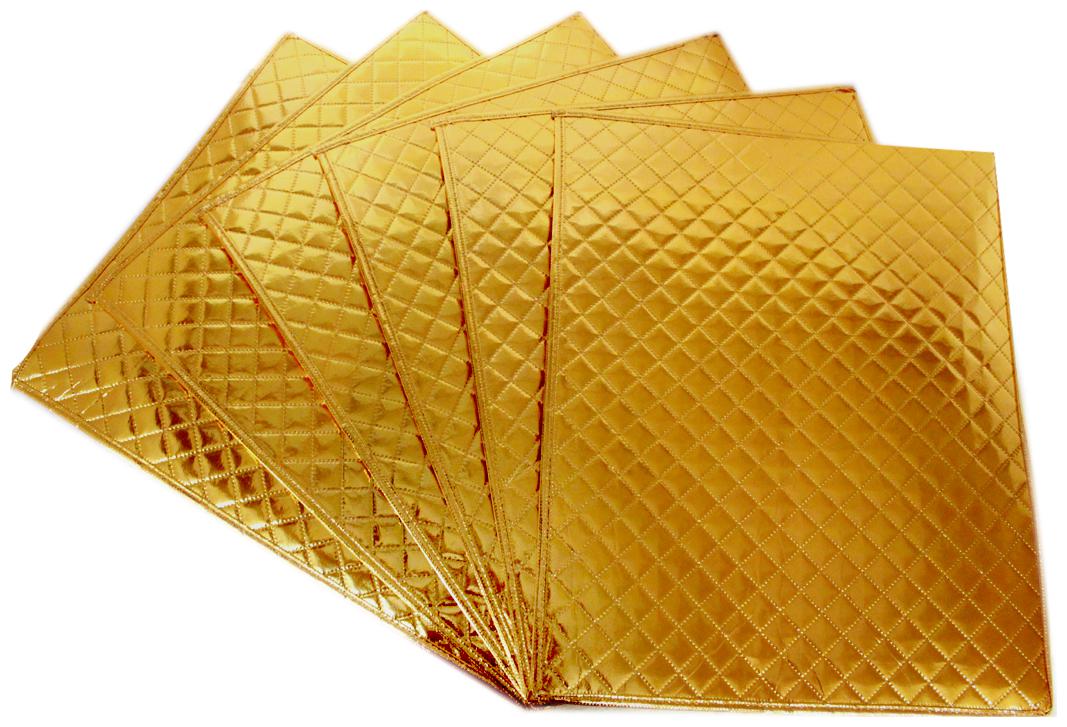 

6 piece unique store 1 side embosed golden woven cover for sarees and garments