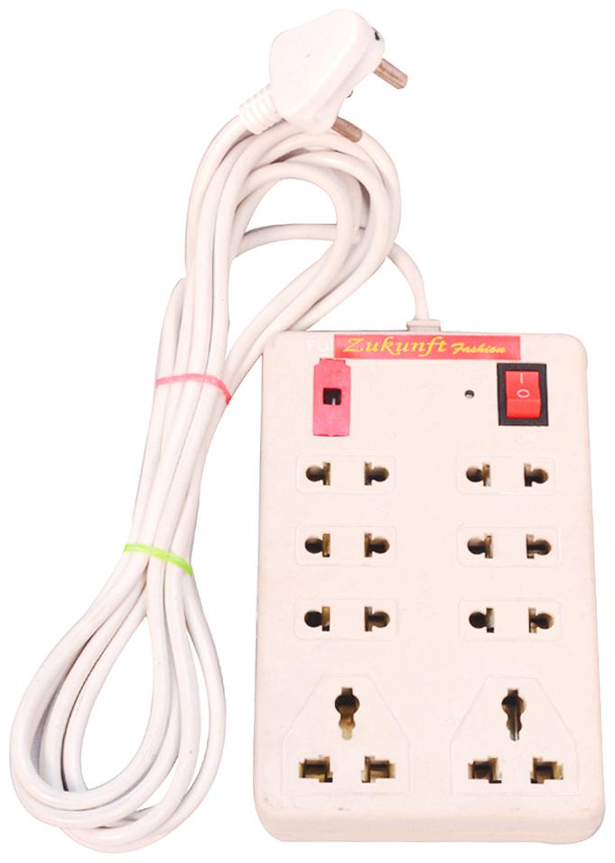 

ZUKUNFT FASHION Multi Pin White Extension Board ( 2 m 8 Socket 1 Switches)