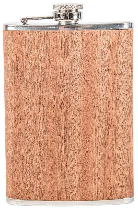 

8oz Real SAPELE WOOD Wrap FLASK Screw Cap Top Liquor Whiskey Alcohol Hip Pocket