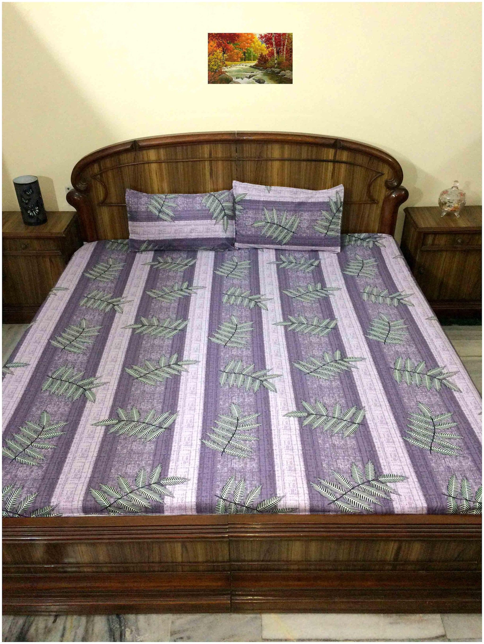 

A H ENTERPRISES Cotton Printed Queen Size Bedsheet 300 TC ( 1 Bedsheet With 2 Pillow Covers Multi )