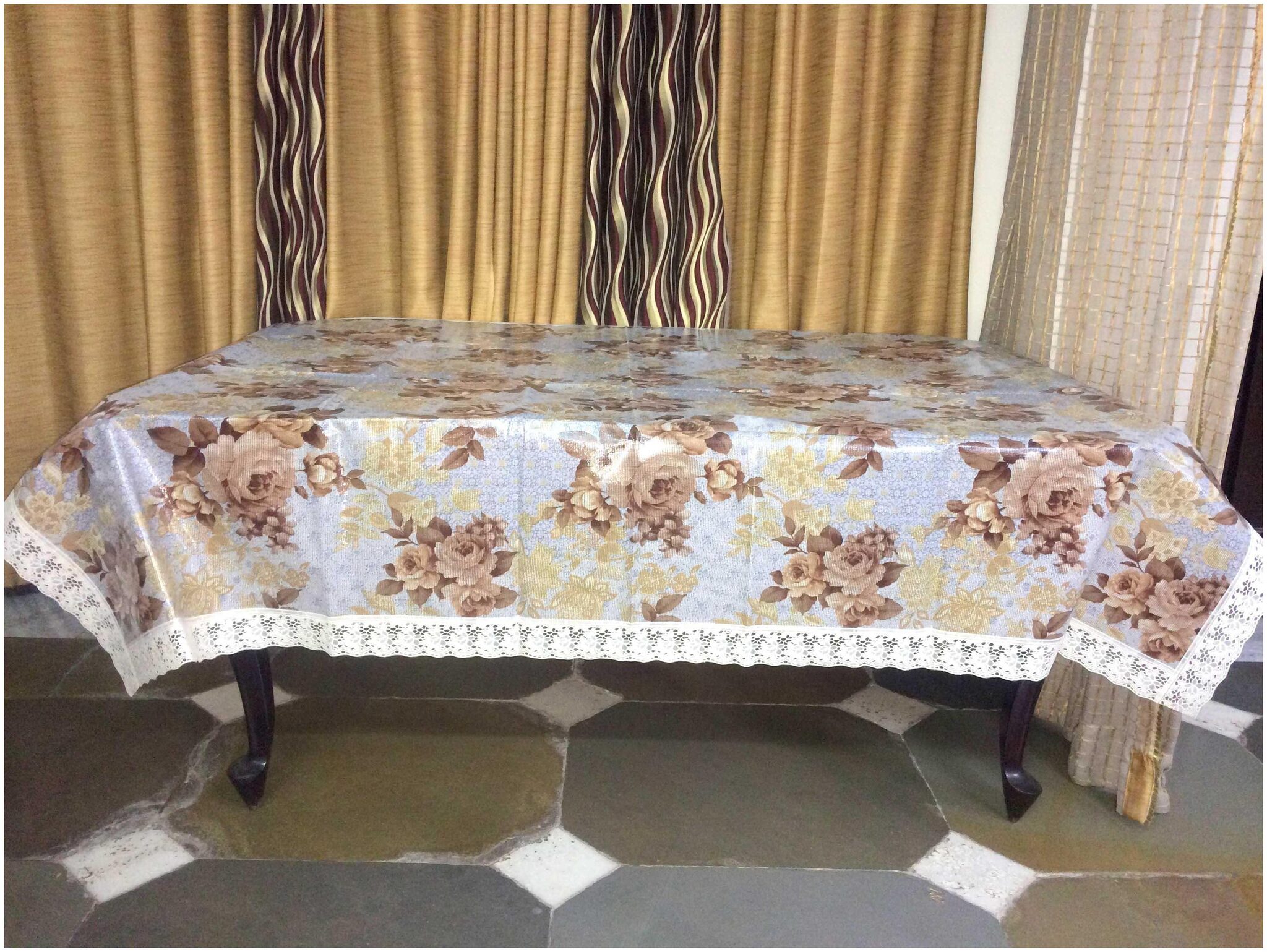 

A H Enterprises Dining Table Cover 6 Seater Thick Pvc Printed Design Table cover Table Protector Waterproof Rectangle - Multi Color Set of 1 Pc (60 X 90 Inches)