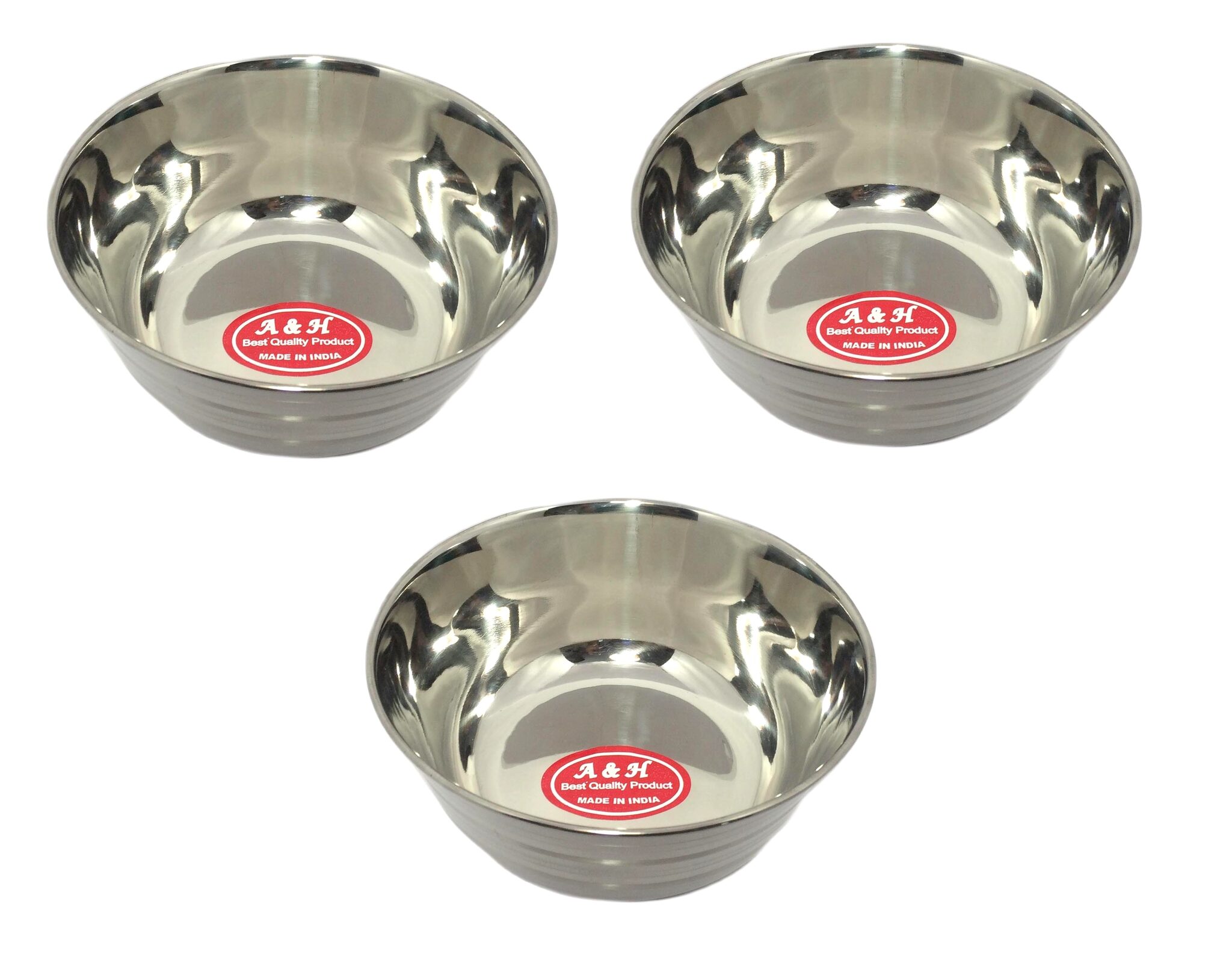 

A H Enterprises Exotic Stainless Steel Light Weight Premium 400 ml Mixing Bowl- Set of 3