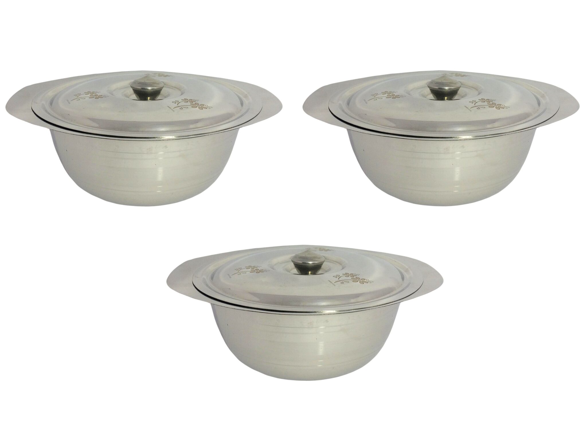 

A H Enterprises Serving Bowl with lid Laser Design (Dongas) and Stainless Steel Serving Bowl