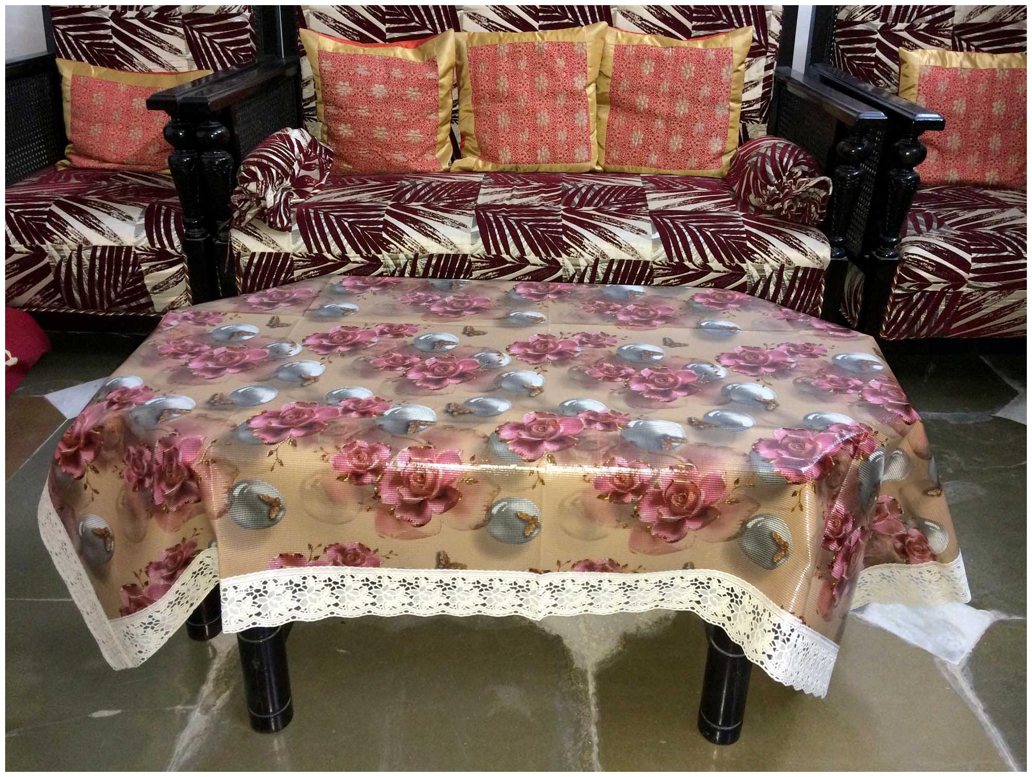 

A H Enterprises 4 Seater Centre Table Cover For Drawing Room Heavy Plastic Floral Design For Centre Table