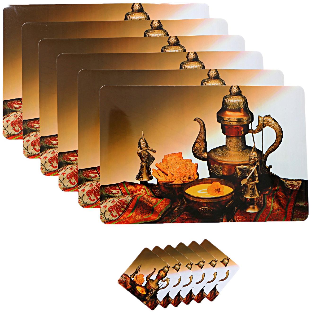 

A H Enterprises Jug Design Set Of 6 Piece Dining Table Placemat Table Mats Set With Tea Coasters - Multi Color