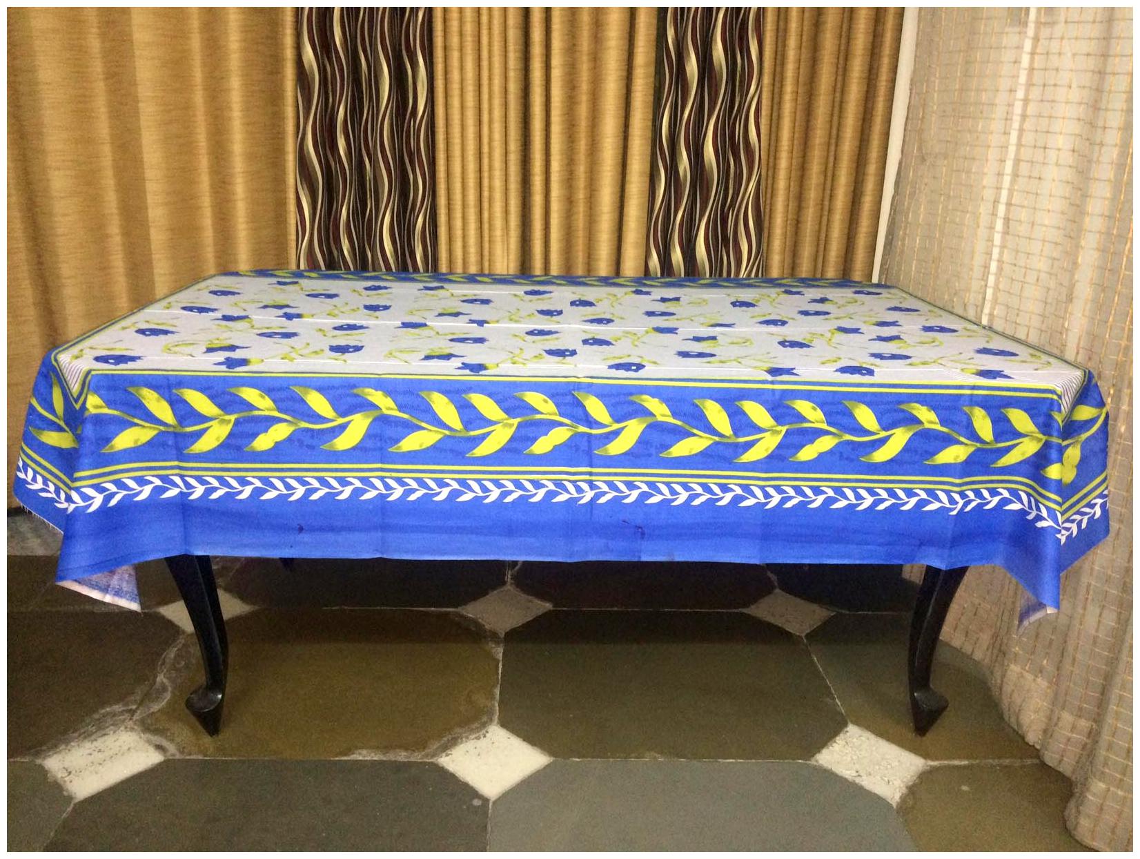 

A H Enterprises 6 Seater Floral Print Design Dining Table Cover Tablecloth Table Protector 6-8 Seater Rectangle Blue White Color Set Of 1 Pc (85 X 60 inches)