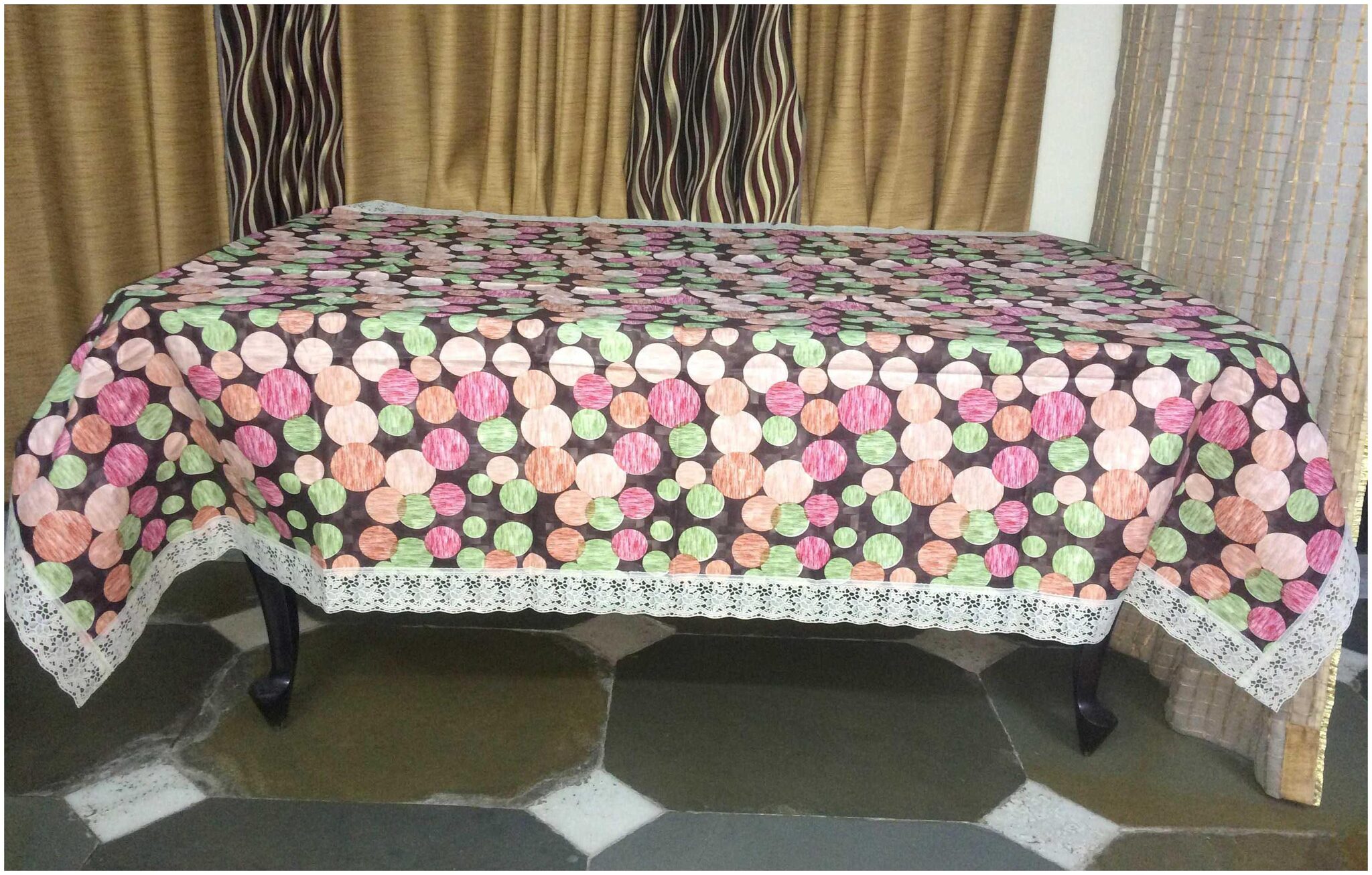 

A H Enterprises Dining Table Cover 6 Seater Pvc Printed Design Table cover Table Protector Waterproof Rectangle - Multi Color Set of 1 Pc (60 X 90 Inches)
