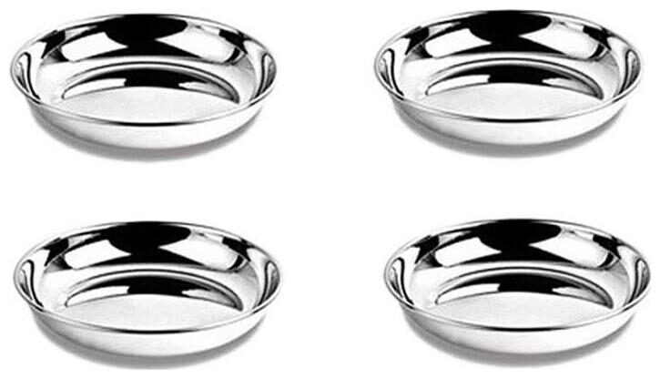 

A H Enterprises Bowl Set of 4 pcs Stainless Steel Bowl Set 200 ml Sweet DishVati Ice CreamDessert Bowl Halwa Katori Heavy Gauge Bowl Steel Color 4 pcs