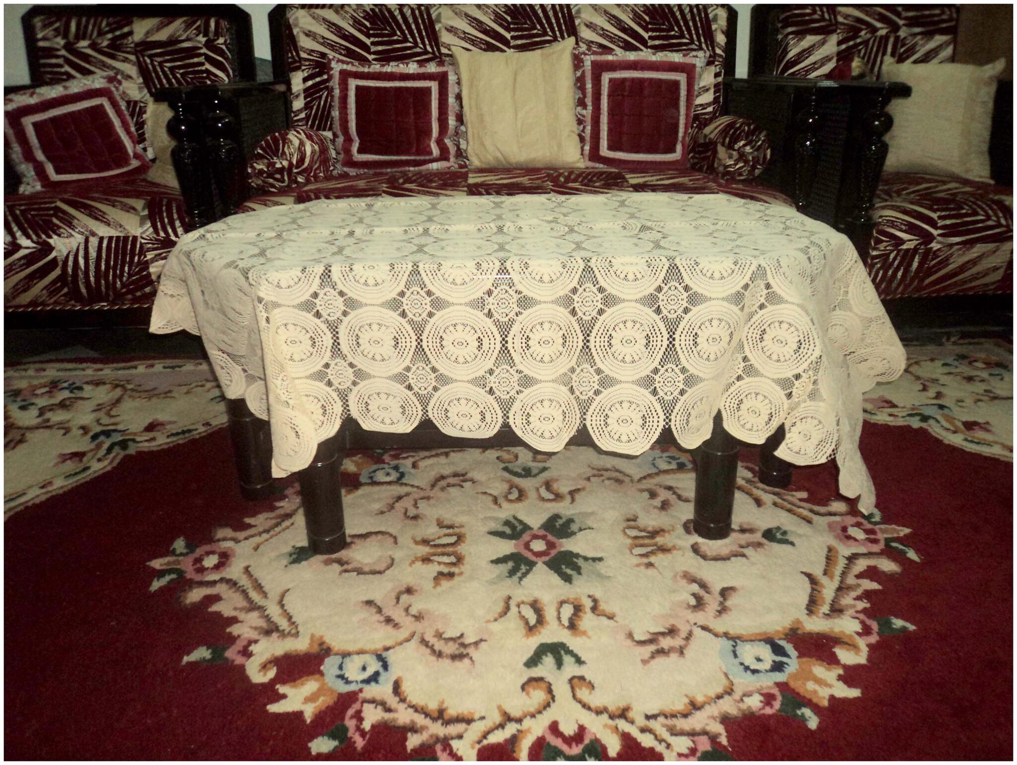 

A H Enterprises Centre Table Cover 4 Seater Polyester Net Cover For Living Room